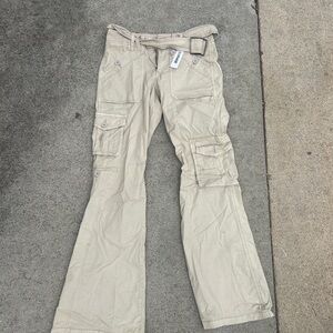 Garage Beige Flare Cargo Pants